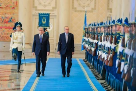 The ceremonial meeting of the President of the Republic of Turkey, Recep Tayyip Erdoğan, took place in Akorda. - photo 1