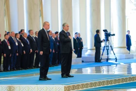 The ceremonial meeting of the President of the Republic of Turkey, Recep Tayyip Erdoğan, took place in Akorda. - photo 4