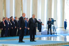 The ceremonial meeting of the President of the Republic of Turkey, Recep Tayyip Erdoğan, took place in Akorda. - photo 5